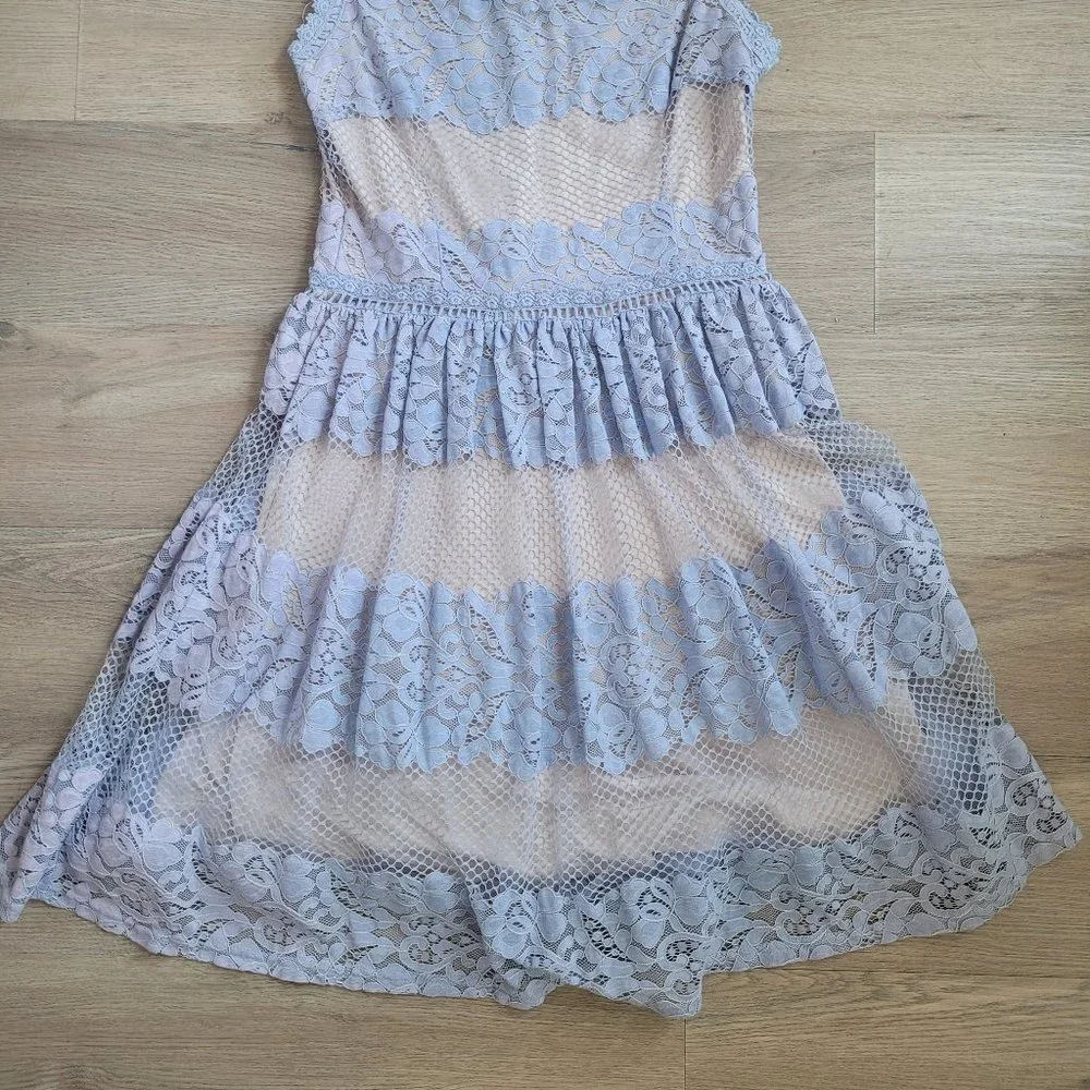 Altar'd State Dress Cream and Blue Lace and Tulle Small - Picture 2 of 7